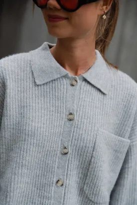 Julande polo cardigan light grey melange