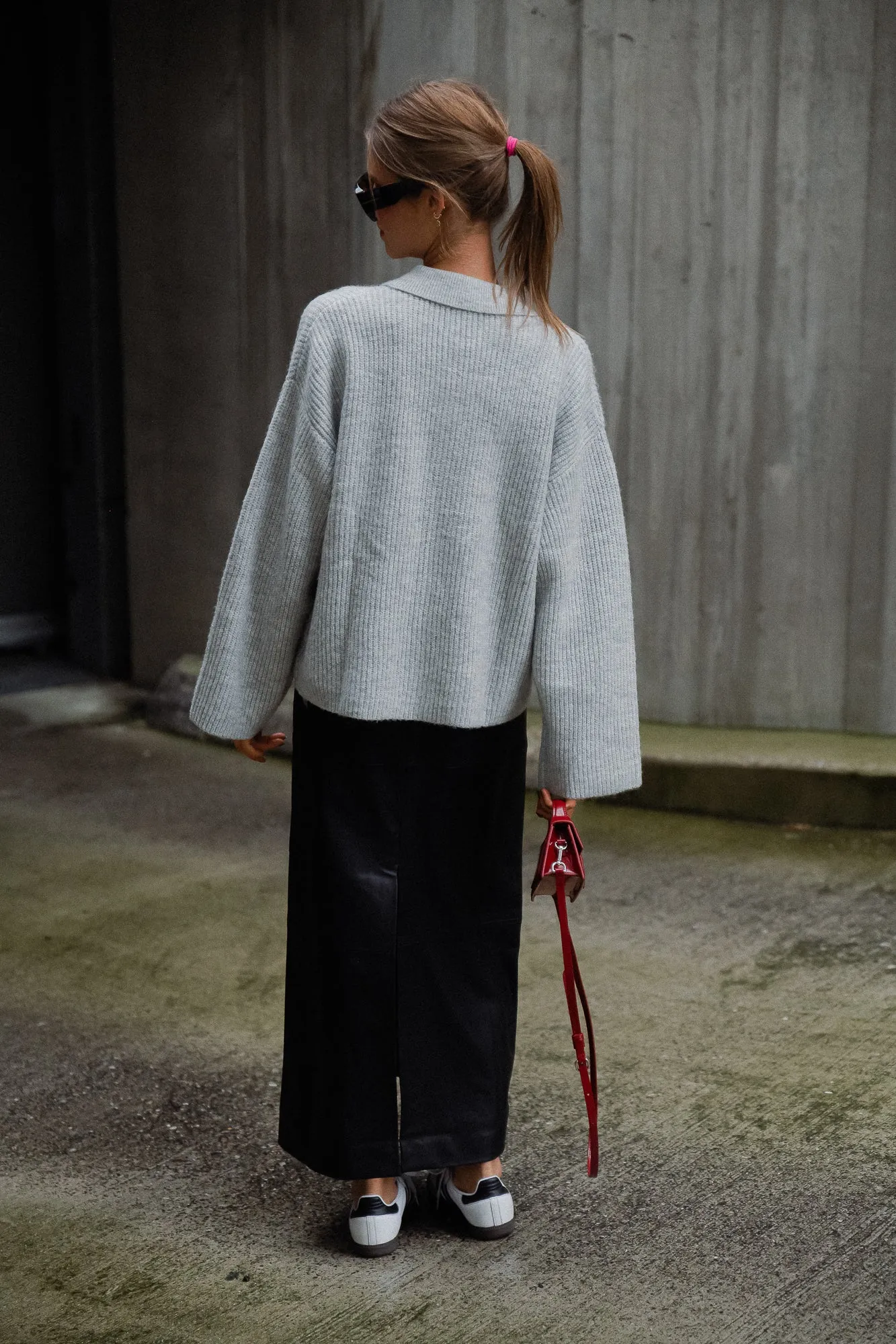 Julande polo cardigan light grey melange
