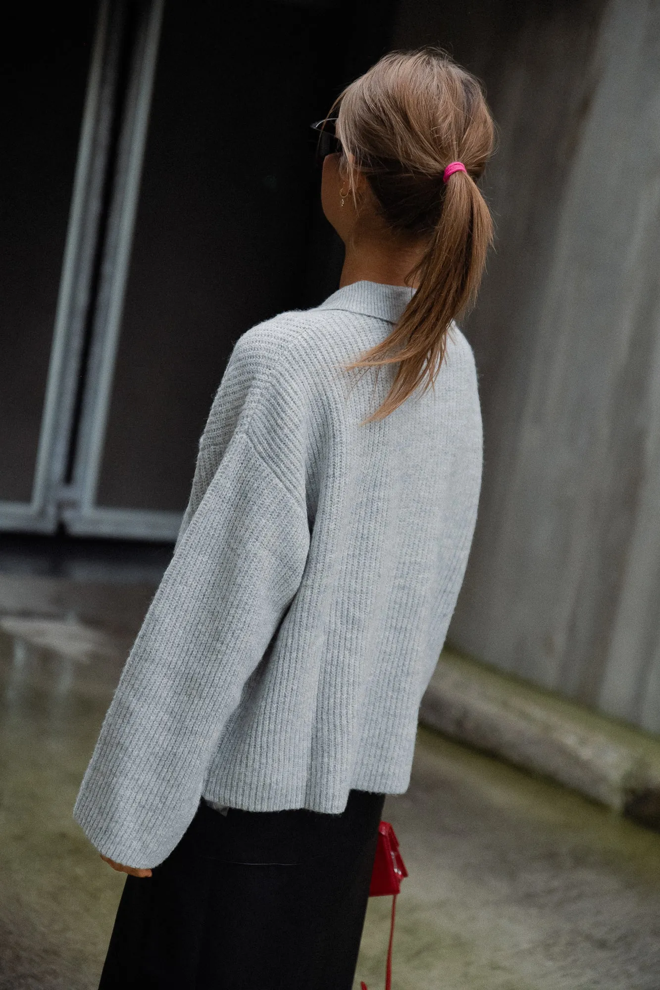 Julande polo cardigan light grey melange