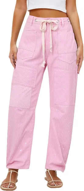 Kedera Women Striped Barrel Jeans Casual Loose Denim Jeans Wide Leg Baggy Pants Mid Waist Boyfriend Jeans Y2k