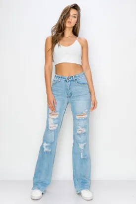 Light Blue High Waisted Wide Leg Jeans