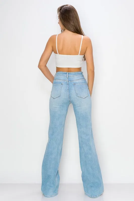 Light Blue High Waisted Wide Leg Jeans
