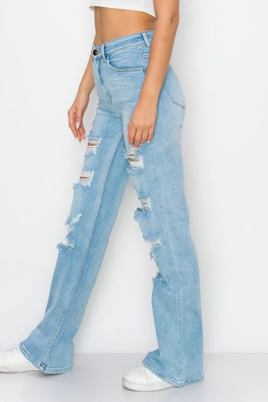 Light Blue High Waisted Wide Leg Jeans