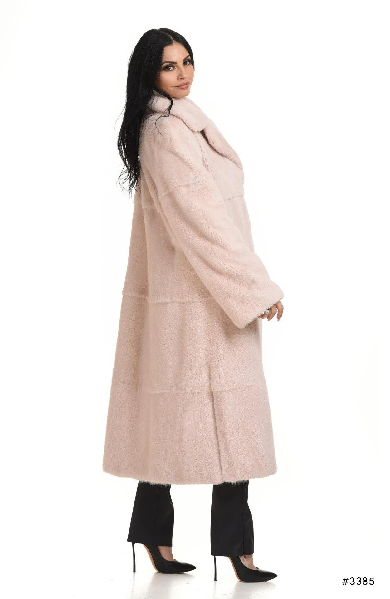 Long mink coat with english collar