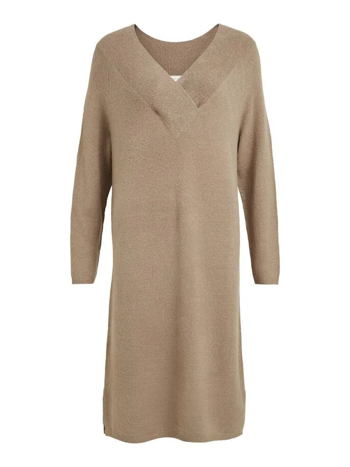 Maci V-Neck Knitted Dress (Beige)
