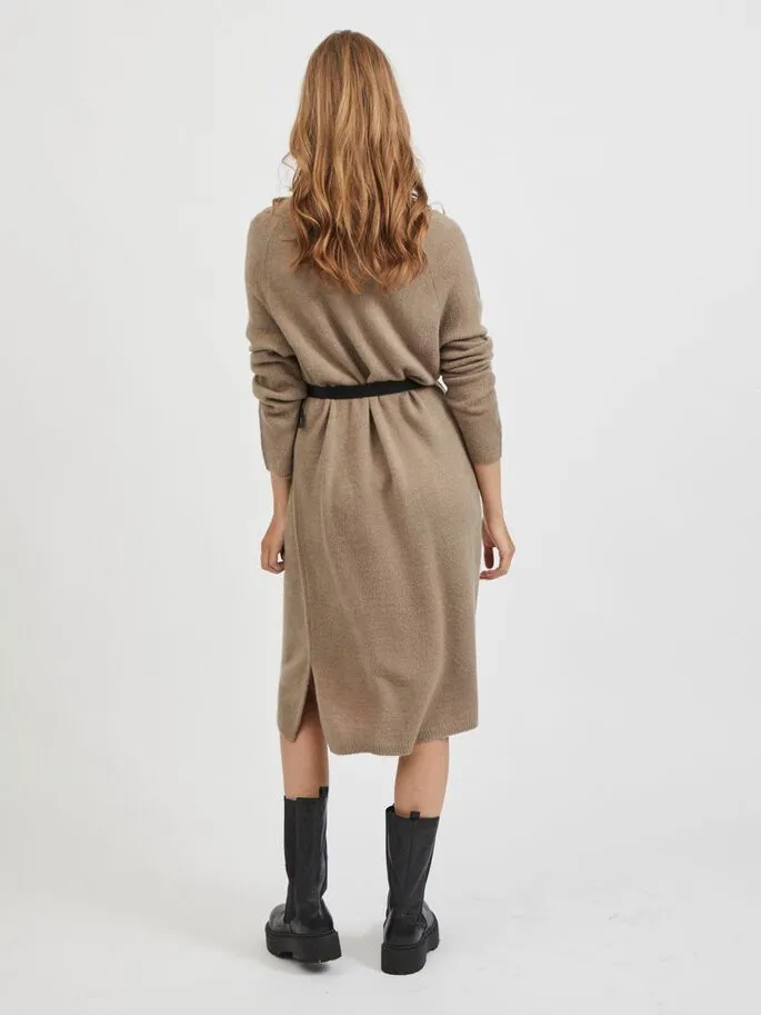Maci V-Neck Knitted Dress (Beige)