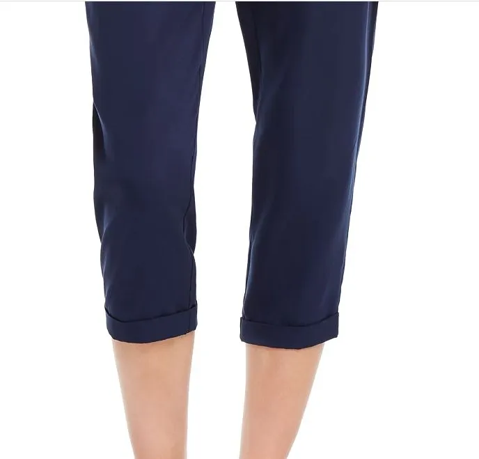 Maison Jules Women's Cropped Paperbag Pants Navy Size Large