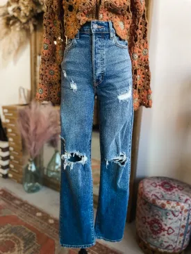 Medium Wash Dad Denim Jeans - Cello- Final Sale