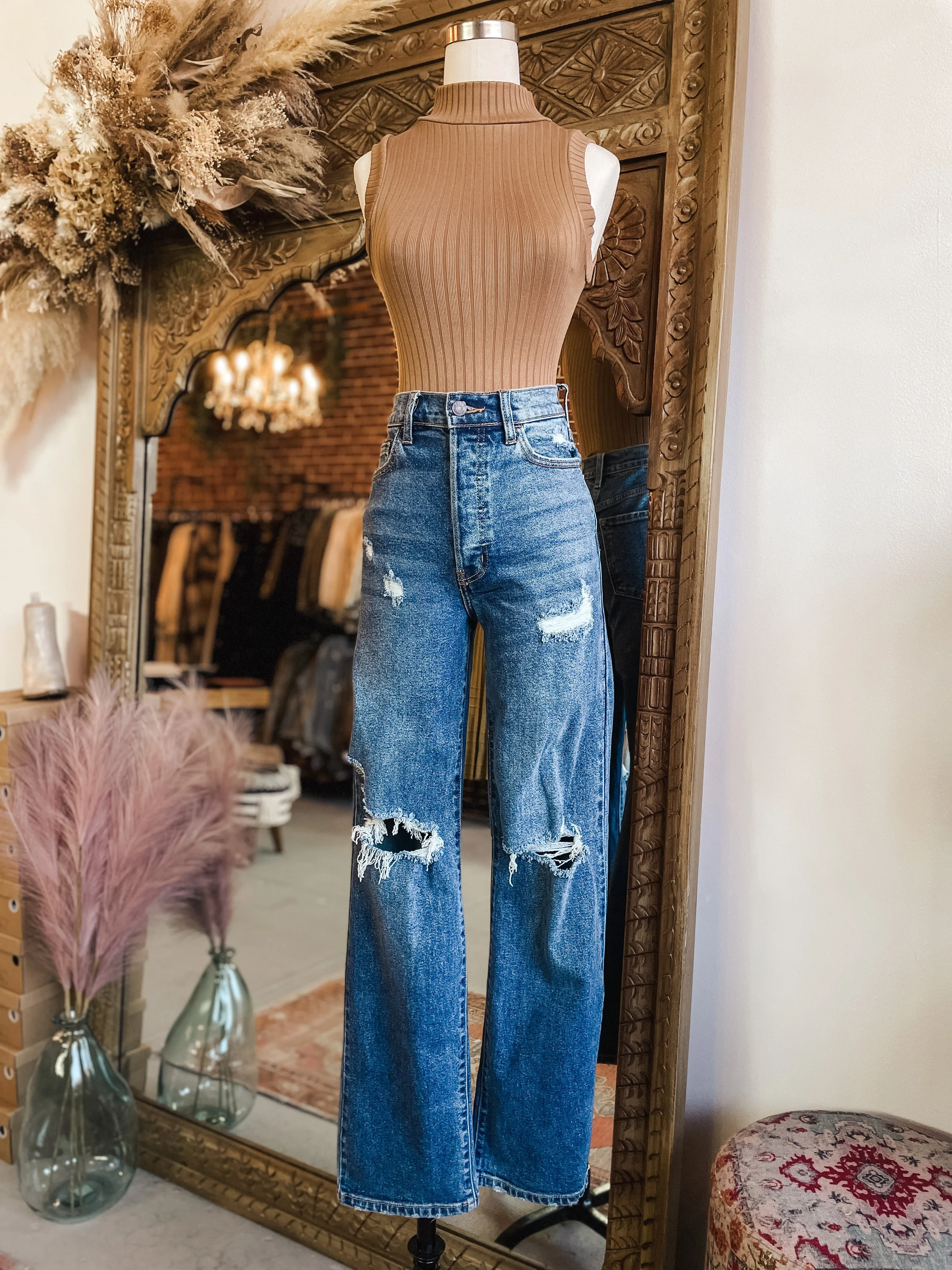 Medium Wash Dad Denim Jeans - Cello- Final Sale