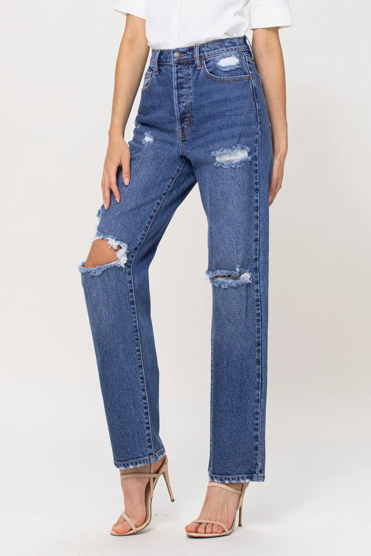 Medium Wash Dad Denim Jeans - Cello- Final Sale