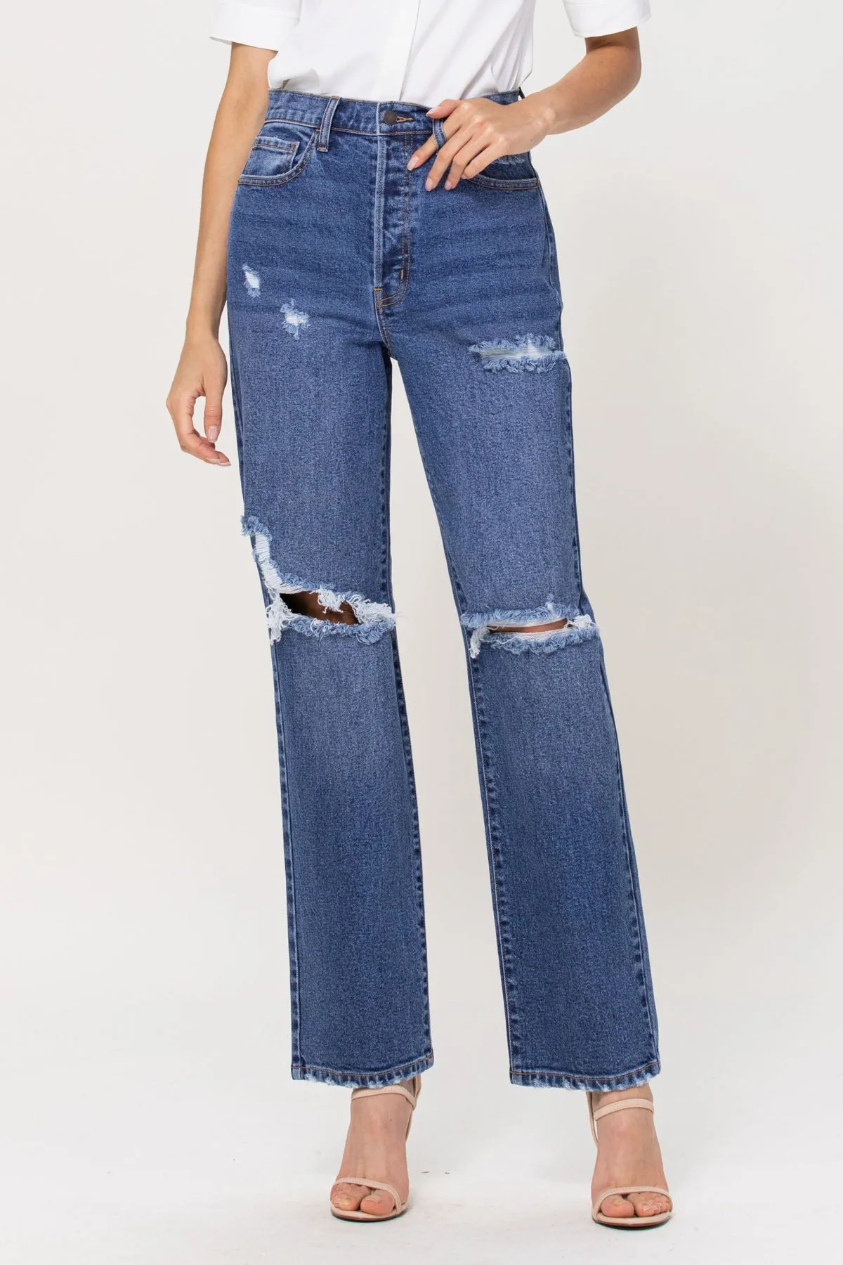 Medium Wash Dad Denim Jeans - Cello- Final Sale