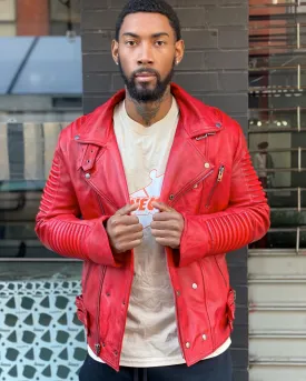 MEN BIKER RIBBLES - DISTRESSED RED