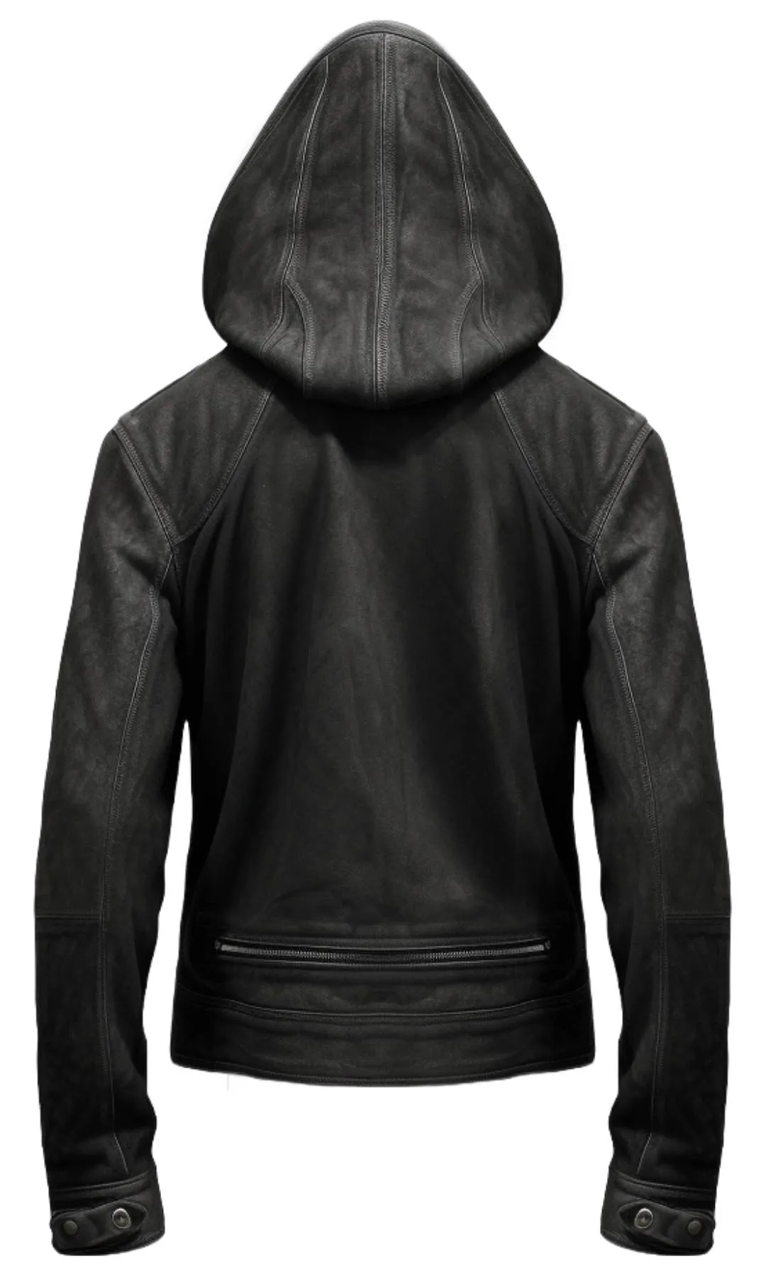 Men Black Hooded Suede Leather Jacket