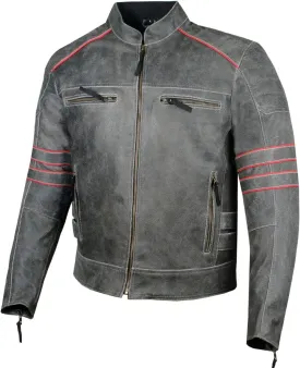 Mens Brotherhood Leather Motorcycle Jacket Classic Vintage Distressed - Biker Style, CE Armor Protection, Removable Liner, Ventilated L