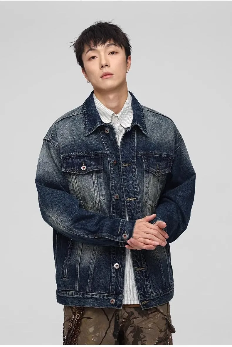 Men's Denim Coat Spring Autumn Loose American Retro Casual Jacket