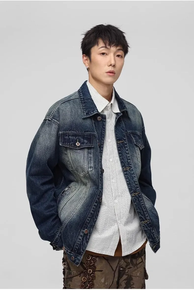 Men's Denim Coat Spring Autumn Loose American Retro Casual Jacket