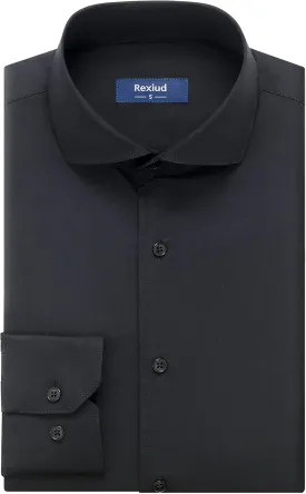 Men's Dress Shirt Stretch Formal Shirt Business Casual Cutaway Collar Long Sleeve Convertible Cuffs Solid