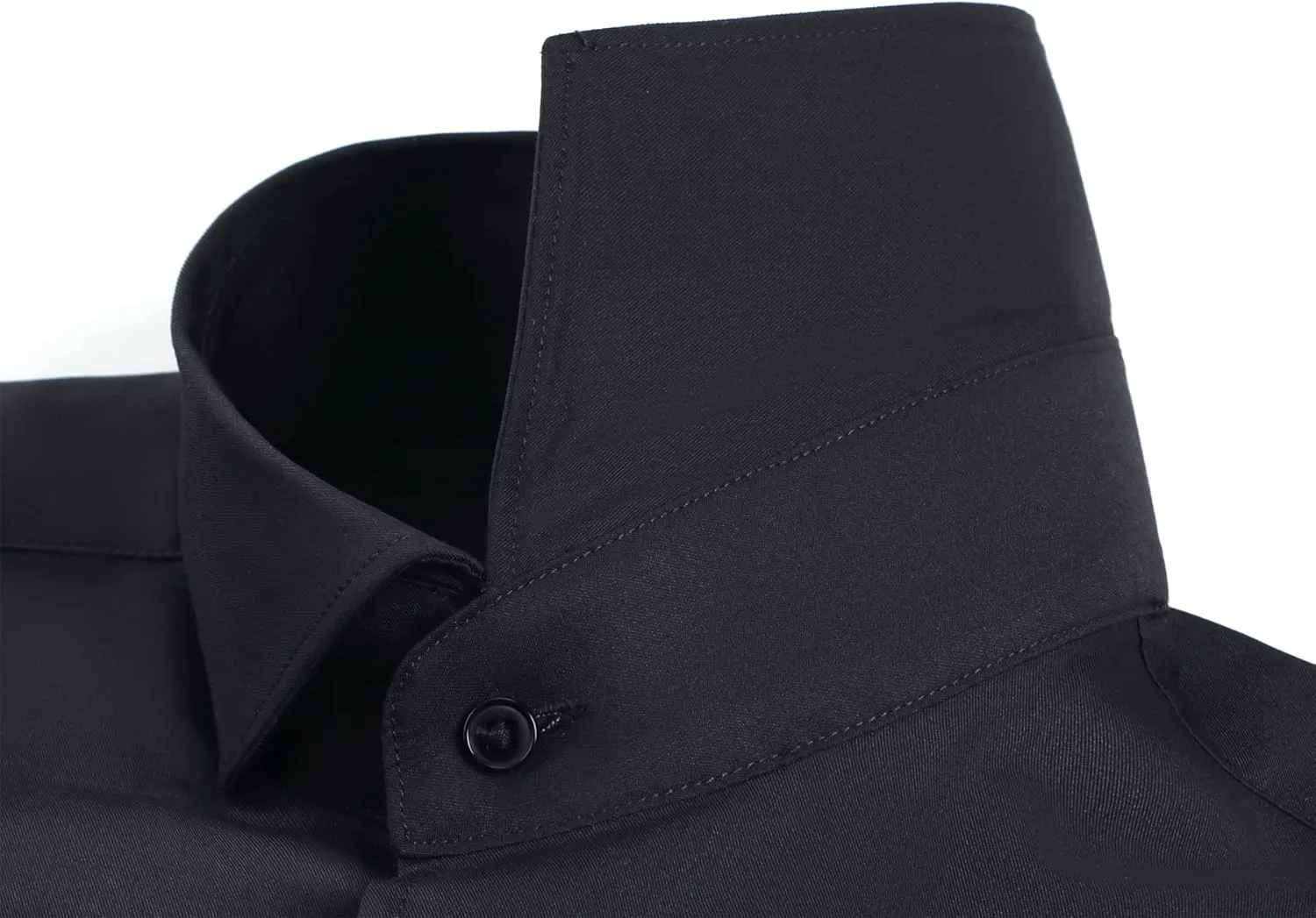Men's Dress Shirt Stretch Formal Shirt Business Casual Cutaway Collar Long Sleeve Convertible Cuffs Solid