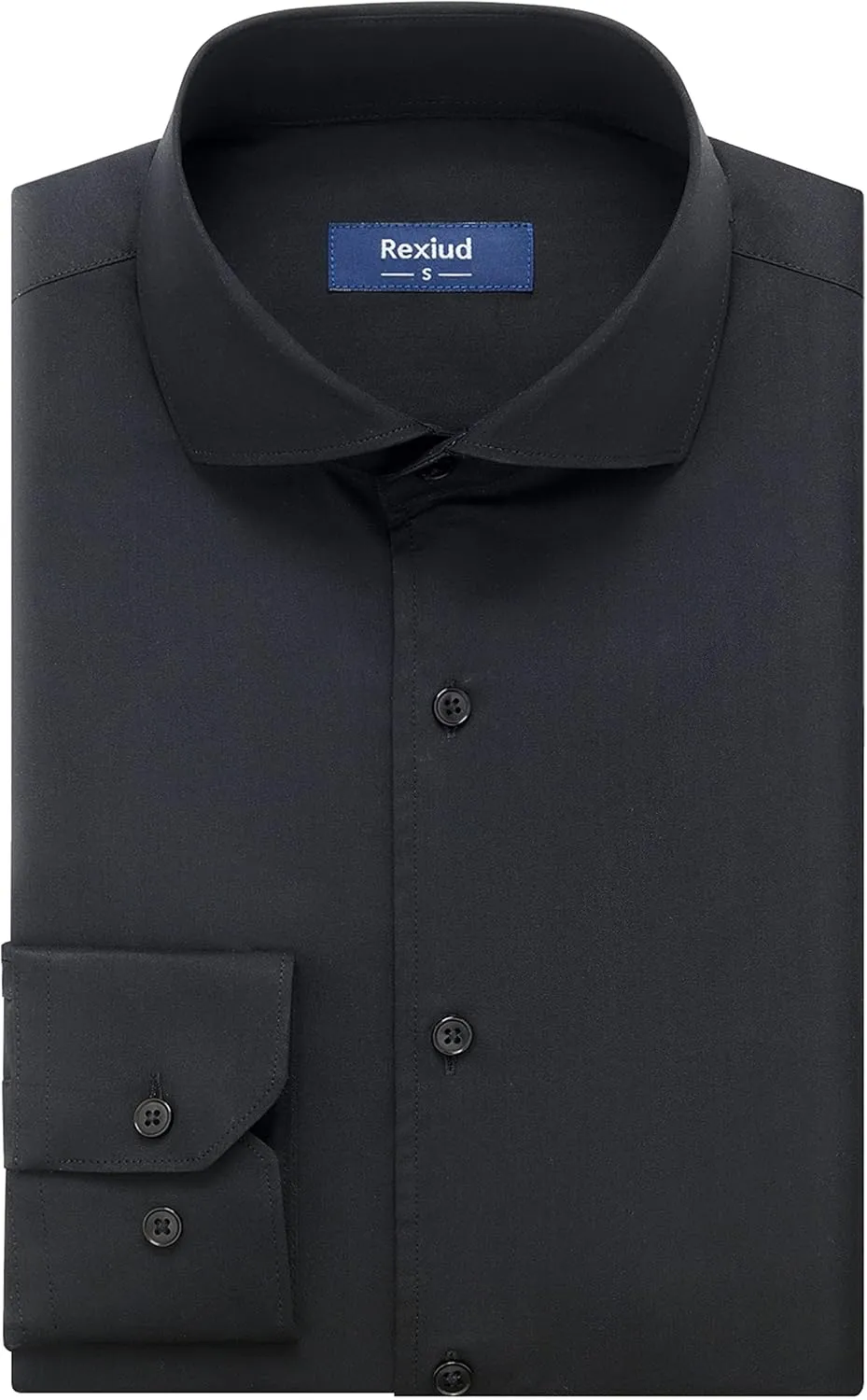 Men's Dress Shirt Stretch Formal Shirt Business Casual Cutaway Collar Long Sleeve Convertible Cuffs Solid