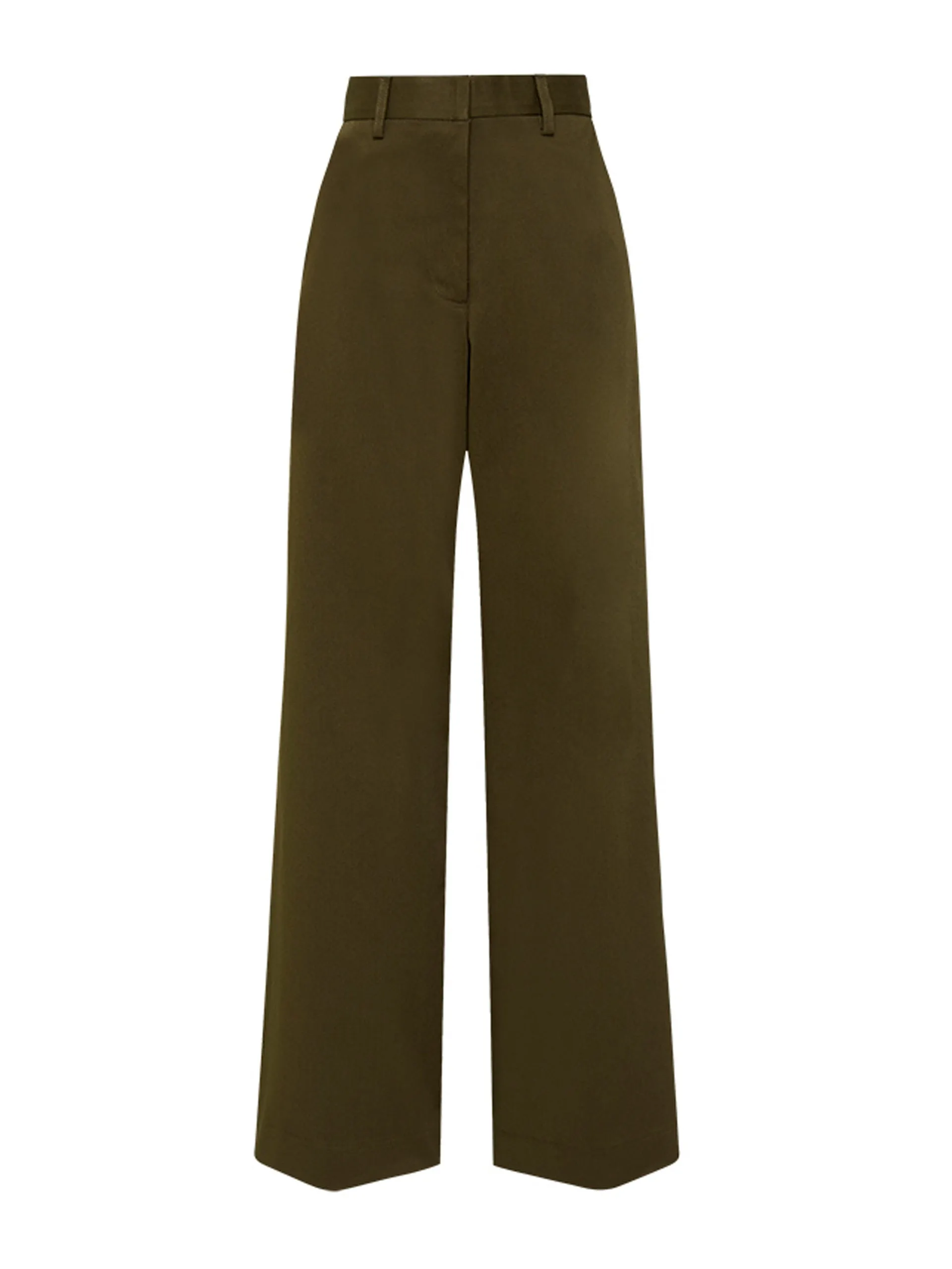 Olive straight twill trousers