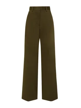Olive straight twill trousers