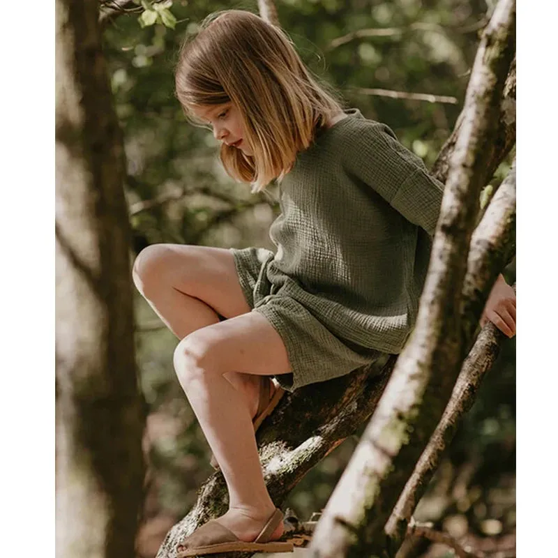 Organic Cotton Muslin Loose Shorts
