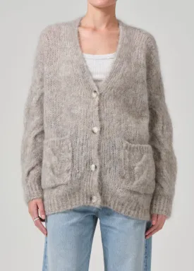 Padma Cable Cardigan in Oatmeal Grey