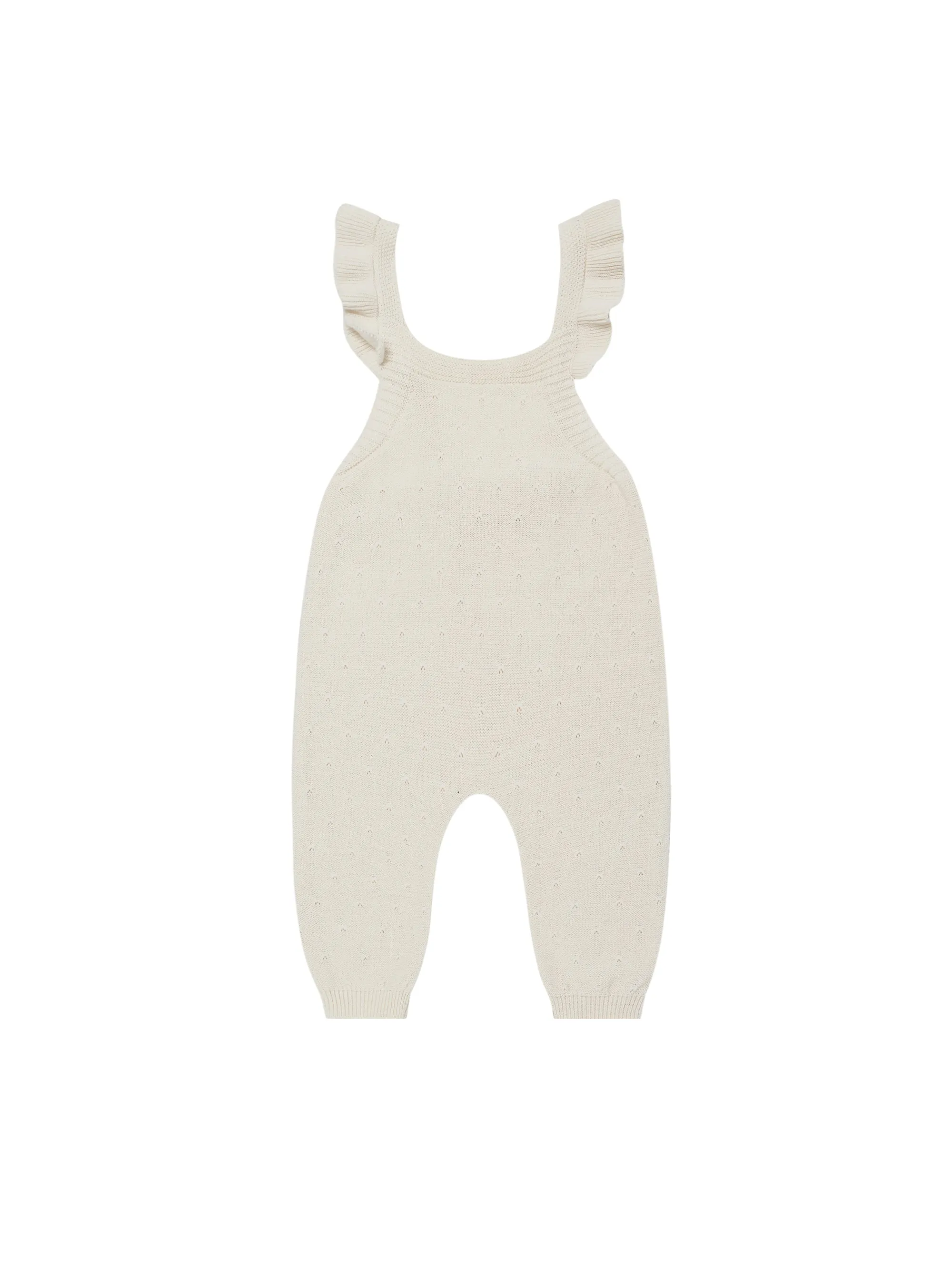 Quincy Mae Pointelle Knit Overalls | Ivory