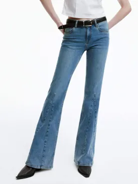 Seams Detail Flared Jeans