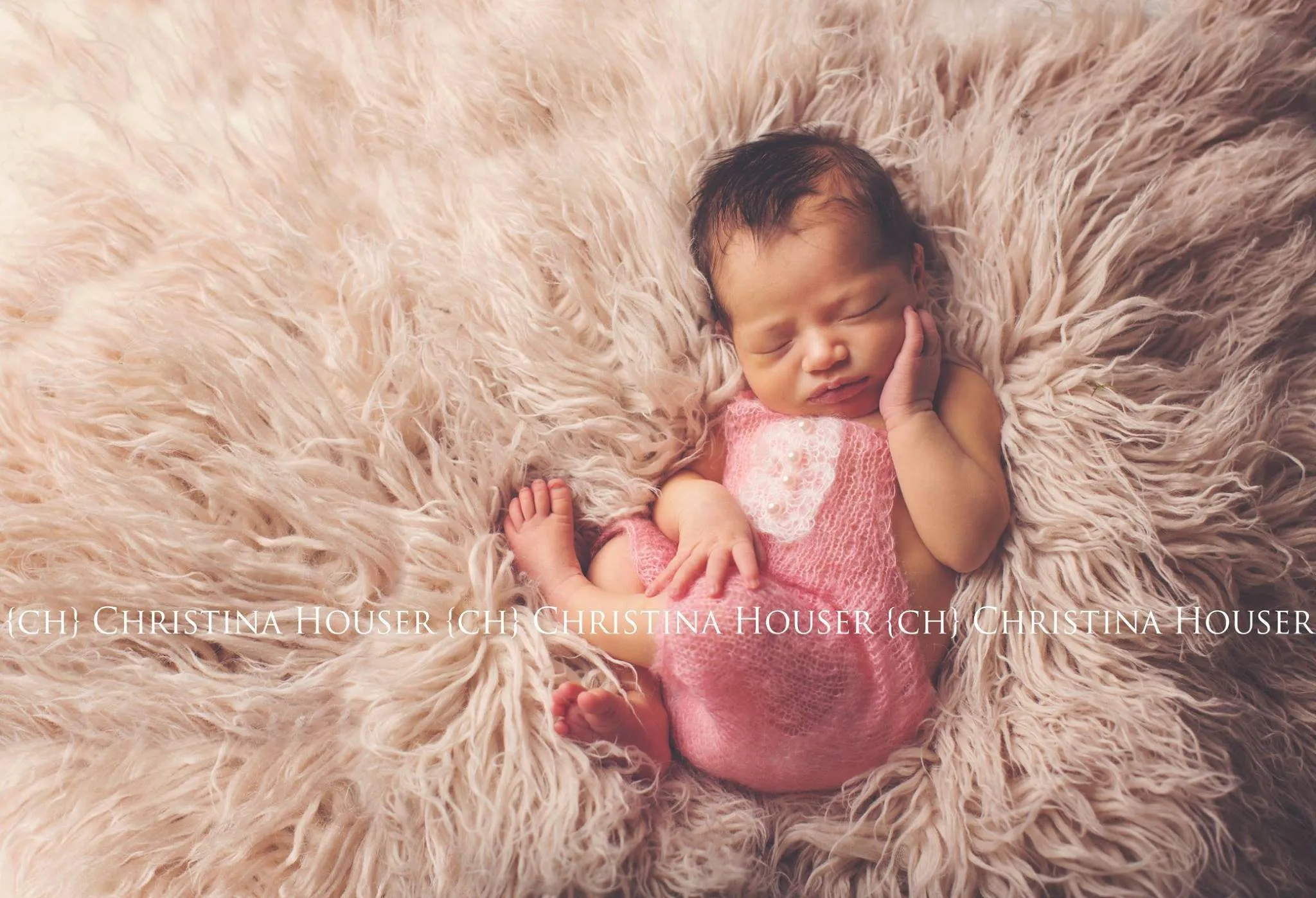 SET Pink Mohair Overalls Pants and Lace Pearl Headband