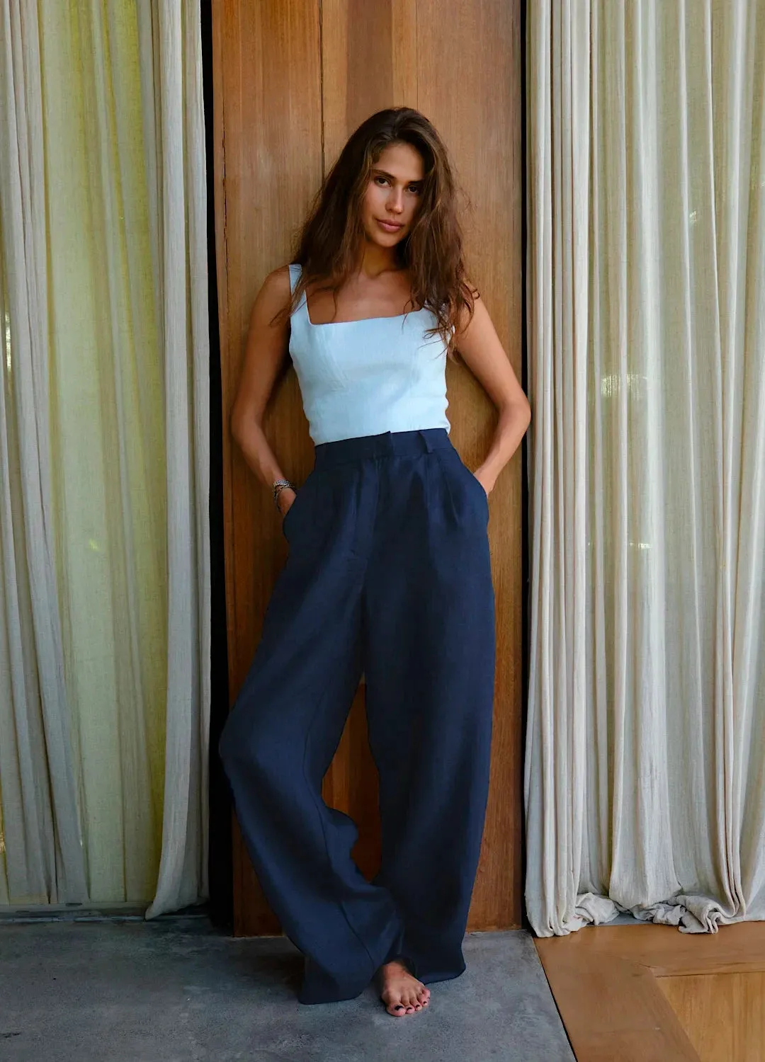 Sure, here is the optimized title for the e-commerce product in English with modifiers: Tate Comfortable Relaxed Fit Cotton Linen Pants
