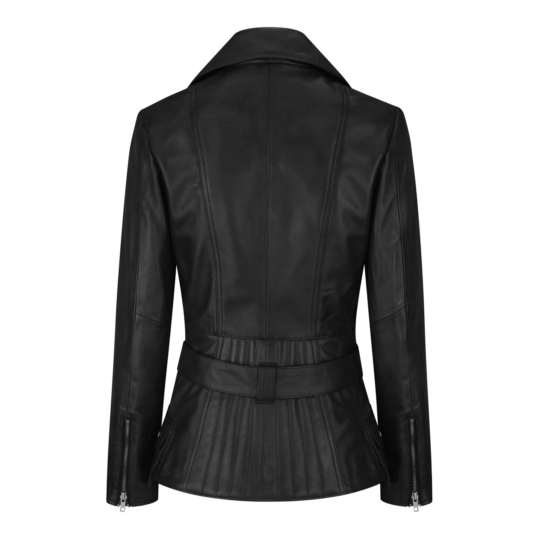Trench Ladies Tan Black Teal Green Mid Length Designer Real Leather Jacket