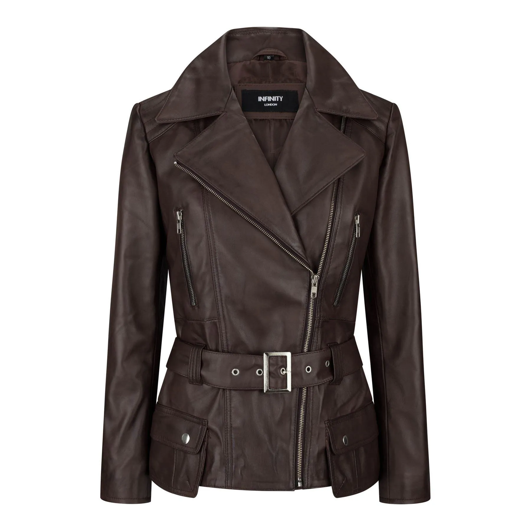 Trench Ladies Tan Black Teal Green Mid Length Designer Real Leather Jacket