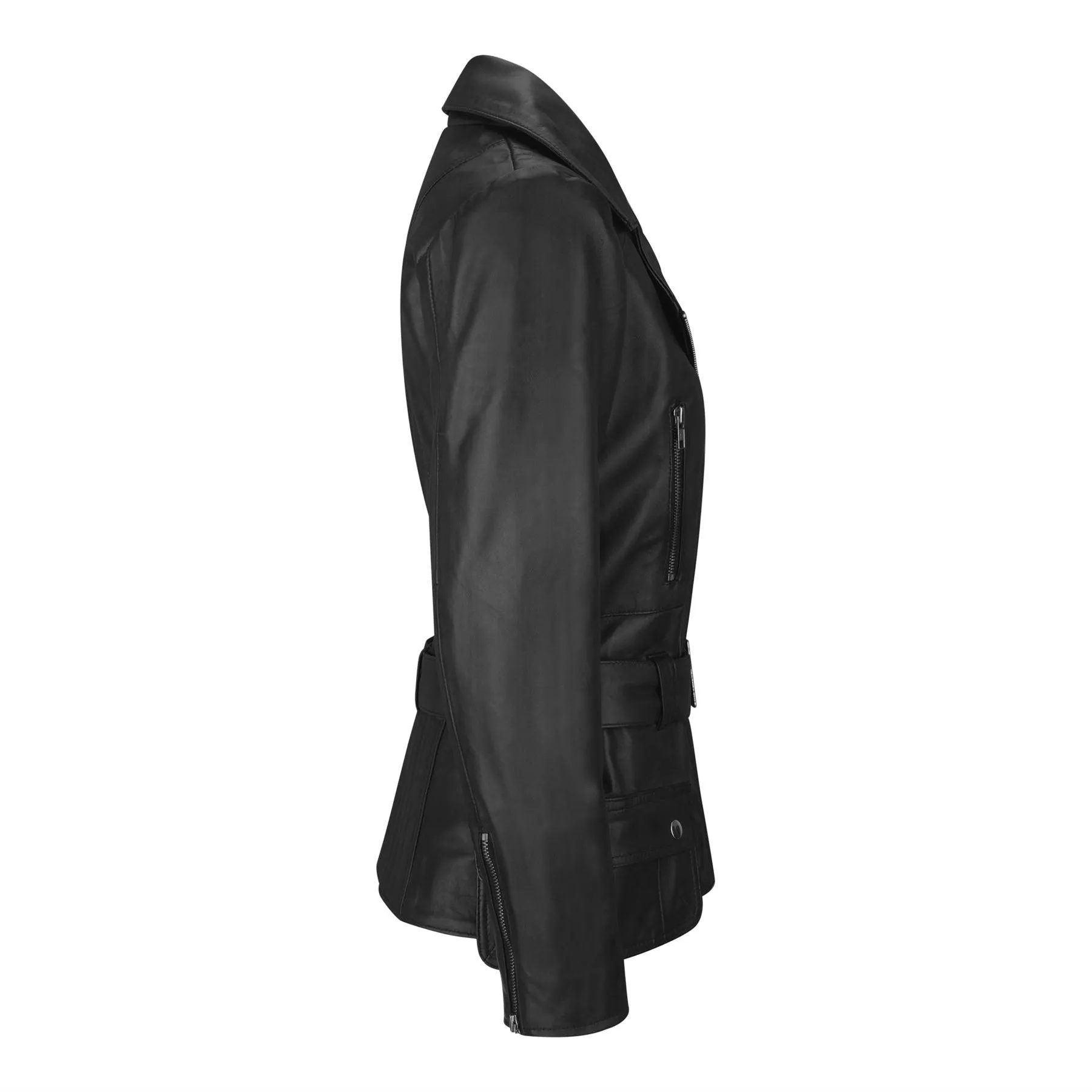 Trench Ladies Tan Black Teal Green Mid Length Designer Real Leather Jacket
