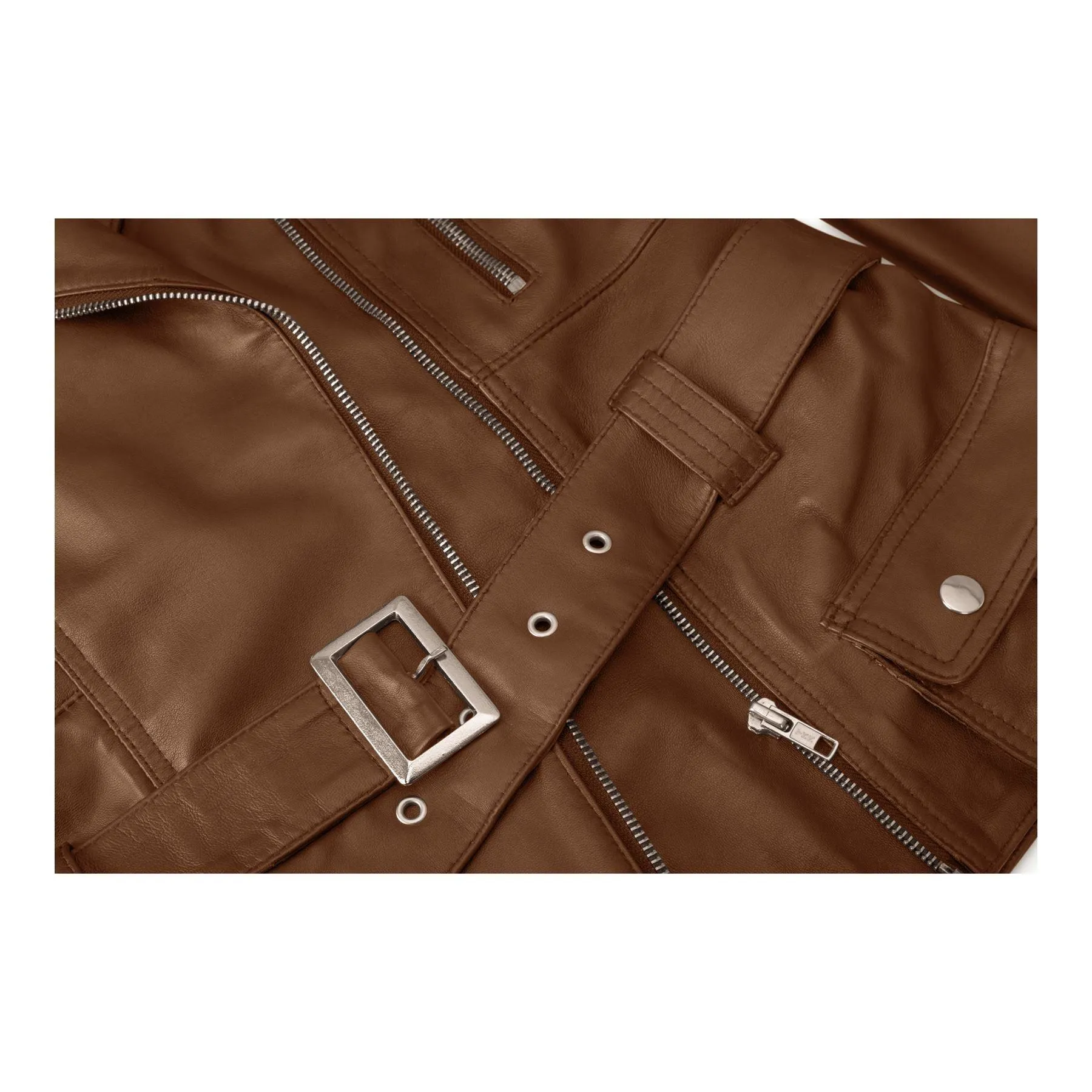 Trench Ladies Tan Black Teal Green Mid Length Designer Real Leather Jacket