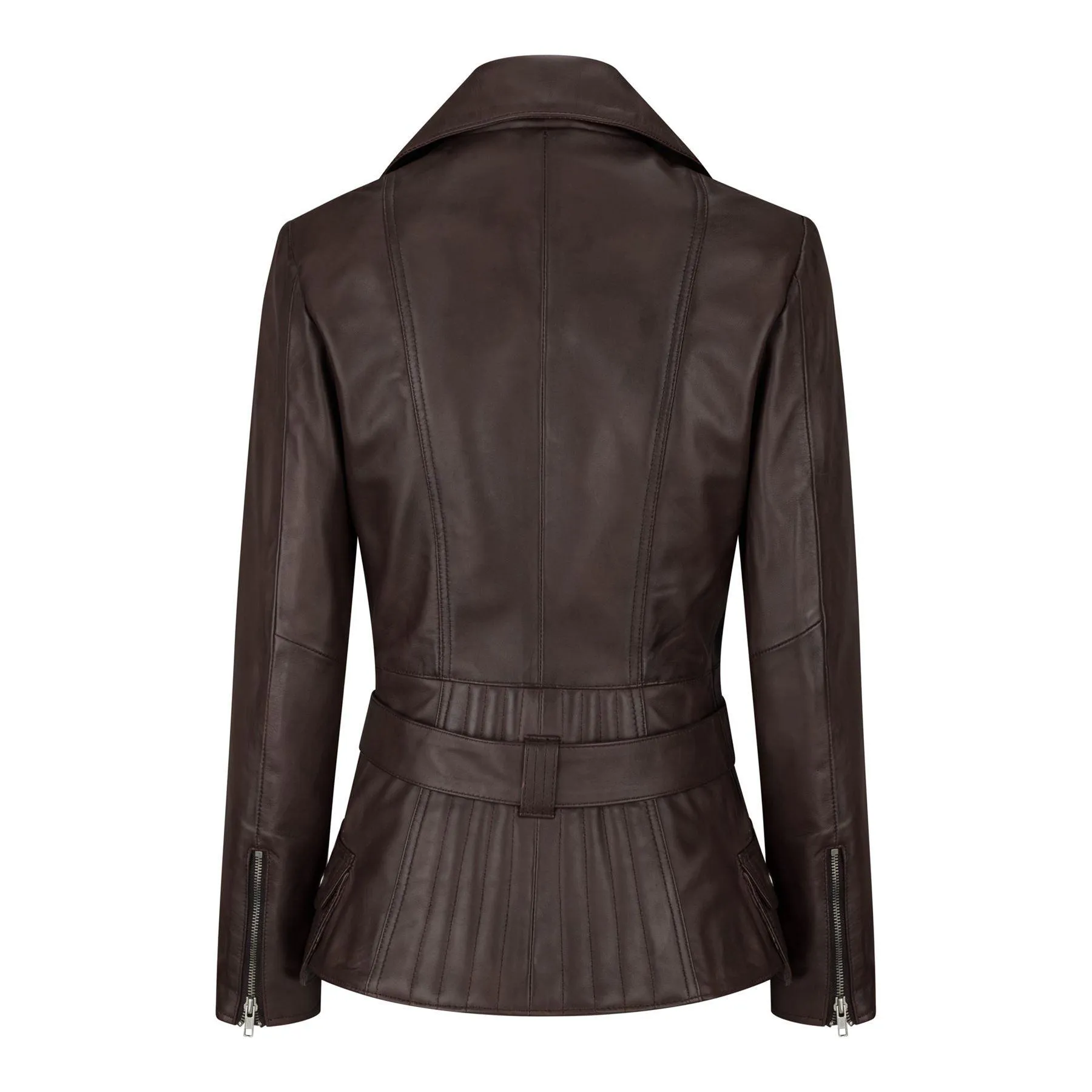 Trench Ladies Tan Black Teal Green Mid Length Designer Real Leather Jacket
