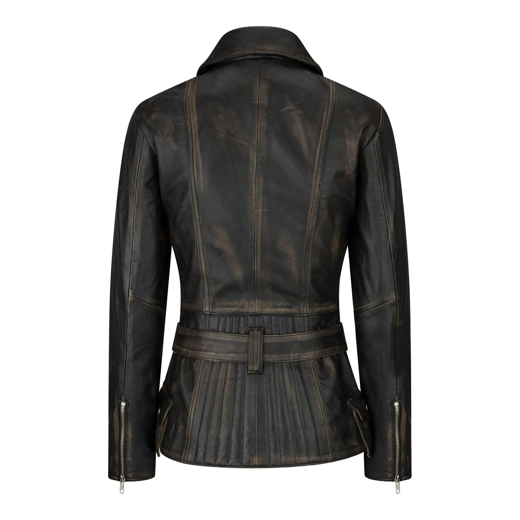 Trench Ladies Tan Black Teal Green Mid Length Designer Real Leather Jacket
