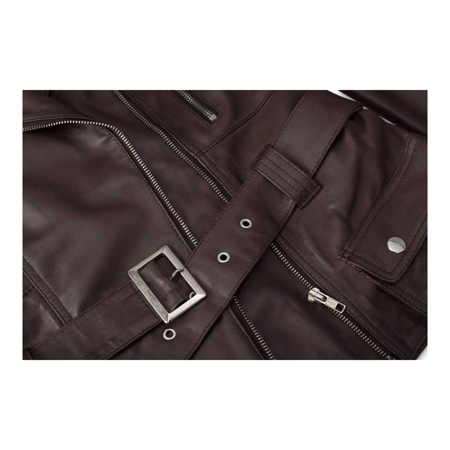 Trench Ladies Tan Black Teal Green Mid Length Designer Real Leather Jacket