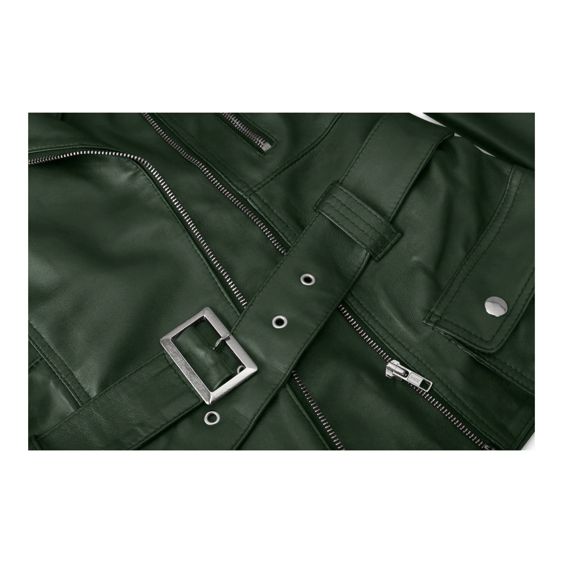 Trench Ladies Tan Black Teal Green Mid Length Designer Real Leather Jacket