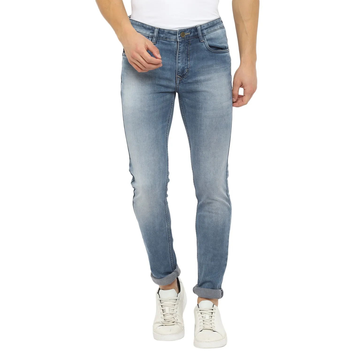Turtle Men Light Blue Narrow Fit Fade Jeans