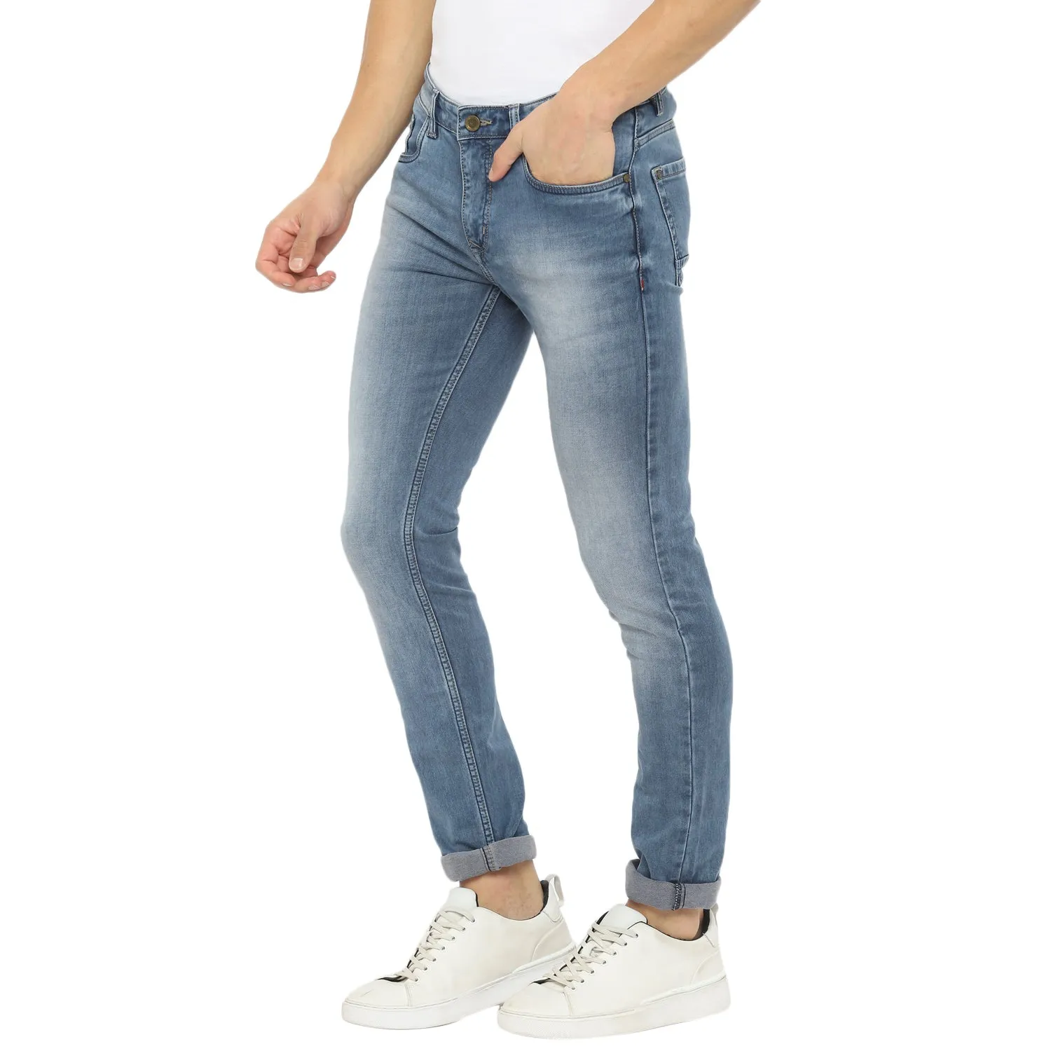 Turtle Men Light Blue Narrow Fit Fade Jeans