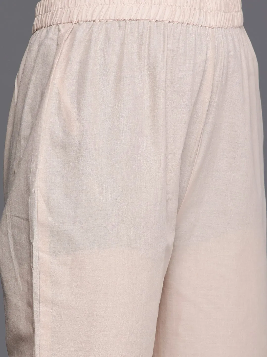 Varanga Floral Embroidered Mirror Work Pure Cotton Kurta with Trousers & Dupatta