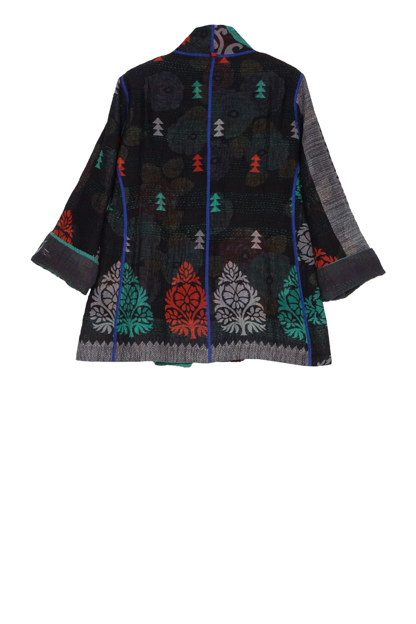 VINTAGE COTTON KANTHA SHORT JACKET - cv4007-0281l -