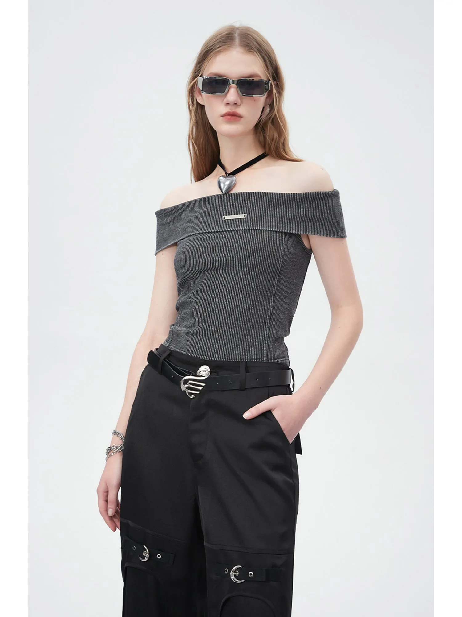 WESAME LAB KNITTED DRAWSTRING ELASTIC SHOULDER JACKET