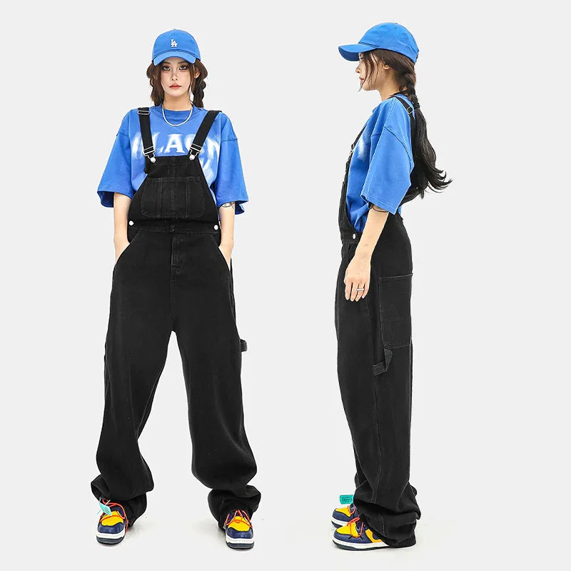 Wjczt 90s streetwear Oeeta Jeans Autumn American Style Overalls Men's Denim Overalls Women's Loose Denim Jumpsuit