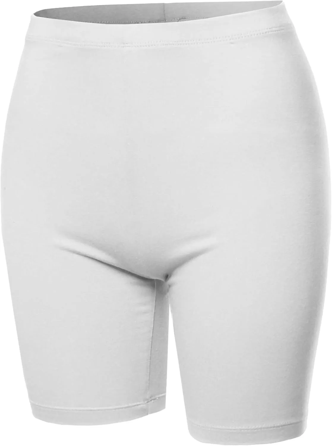 Women's Basic Solid Premium Cotton Mid Thigh High Rise Biker Bermuda Shorts