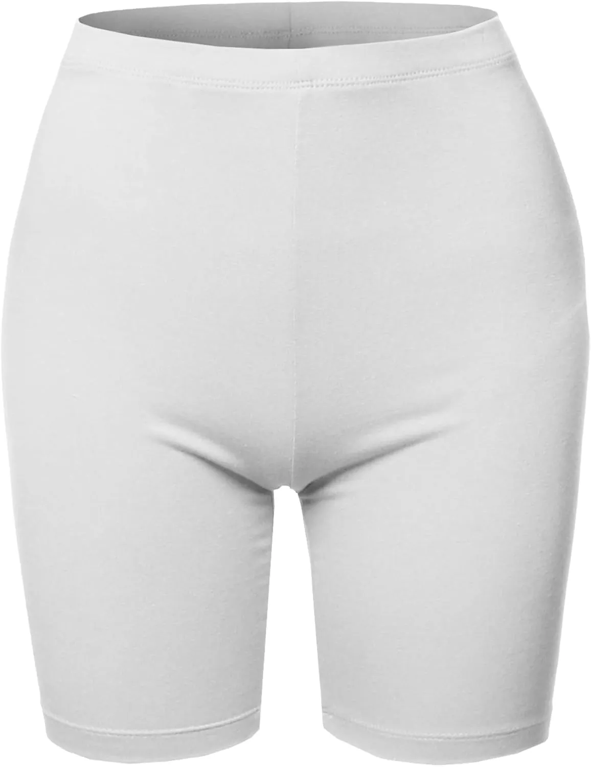 Women's Basic Solid Premium Cotton Mid Thigh High Rise Biker Bermuda Shorts