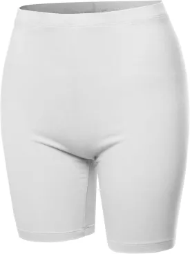Women's Basic Solid Premium Cotton Mid Thigh High Rise Biker Bermuda Shorts