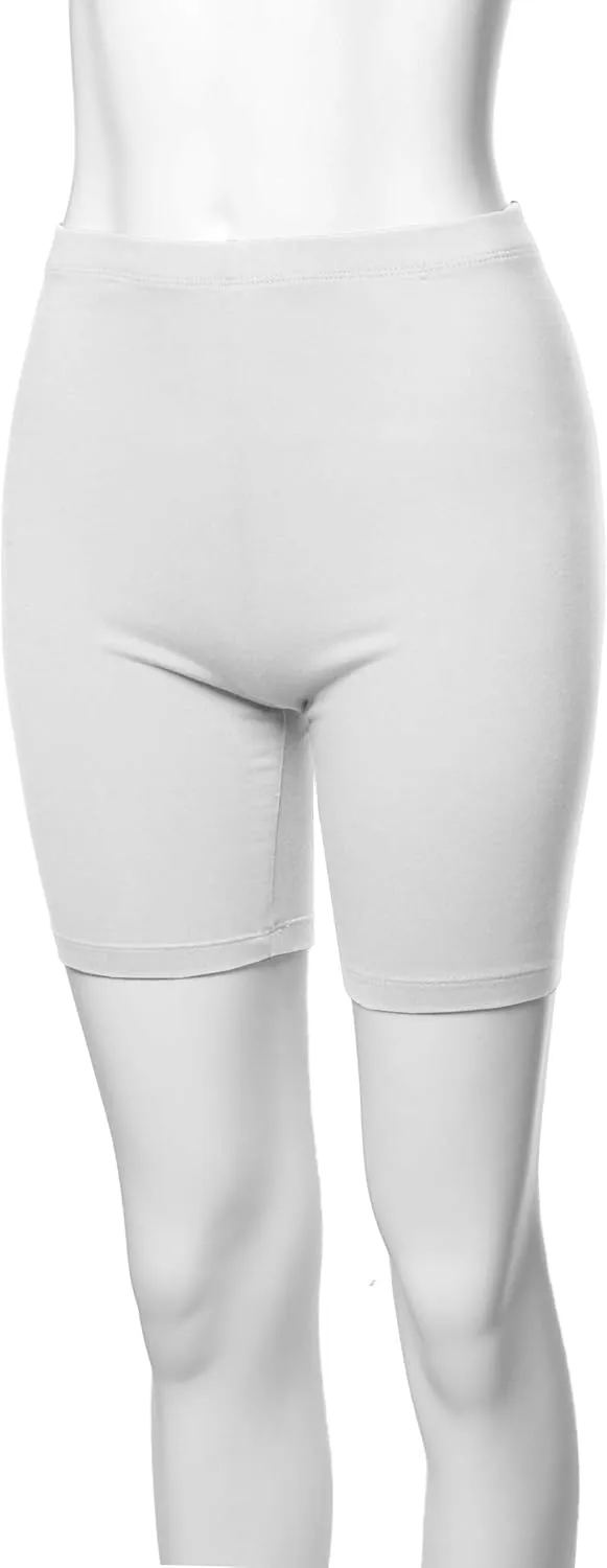 Women's Basic Solid Premium Cotton Mid Thigh High Rise Biker Bermuda Shorts
