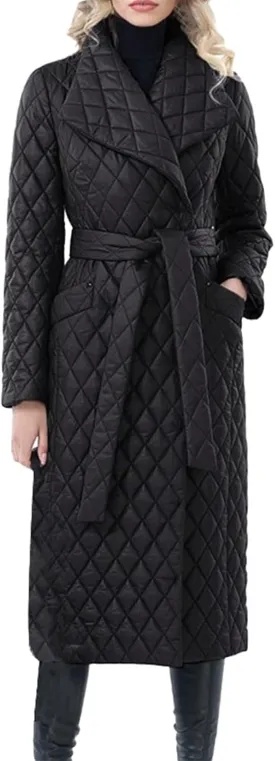 Womens Down Jackets Long Quilted Lightweight Puffer Coat Windproof Warm 2024 Winter Jacket Trendy Casual Outerwear Belt